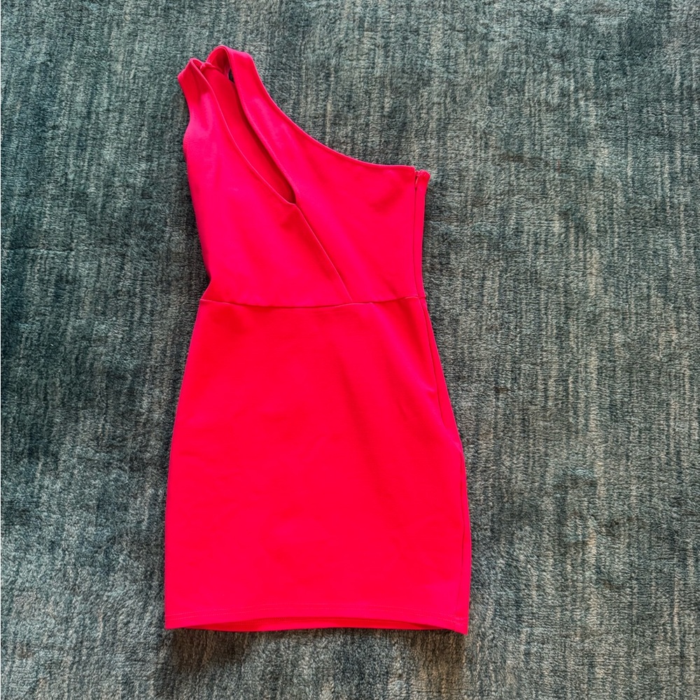 Superdown Pink Asymmetrical One Shoulder Bodycon Dress